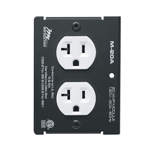 Middle Atlantic M-20A MPR Module, Duplex, 20A, 4\\" Deep, Black