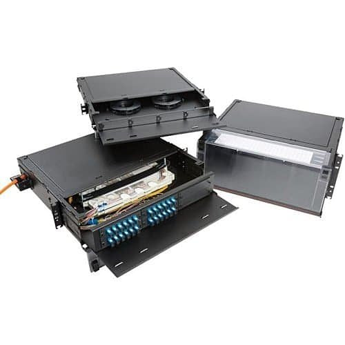 OCC RTS1U-3APB RTS Series Fiber enclosure, rack mount, 1RU, sliding, Adapter Plates, Black