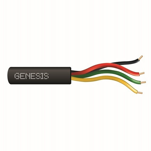Genesis 21031108 22/4 Solid Unshielded Cable, Riser, CMR, FT4, 1000' (304.8 m) Pull Box, Black