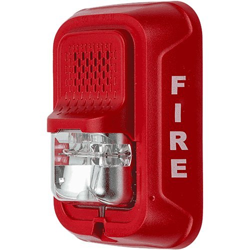 System Sensor P4RLA L-Series Indoor Selectable Output Horn Strobe, 4-Wire, Wall Mount Red