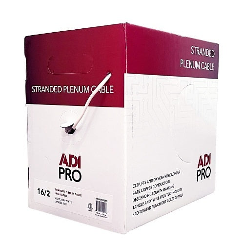 ADI PRO RN-9008510 16/2 Stranded Plenum Unshielded Cable, CL3P, 500\' Express Box, Off White