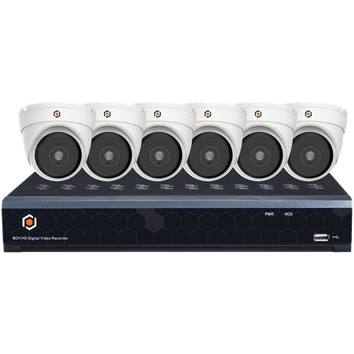 G.S.D KIT6AIO8MP-AI Fennec, 8 Channel, 6 Camera, 8MP Analog Camera, Kit, White