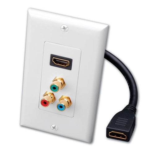 Vanco 120933 Single HDMI Pigtail and RGB Component Video Triple RCA Jack Decor Wall Plate