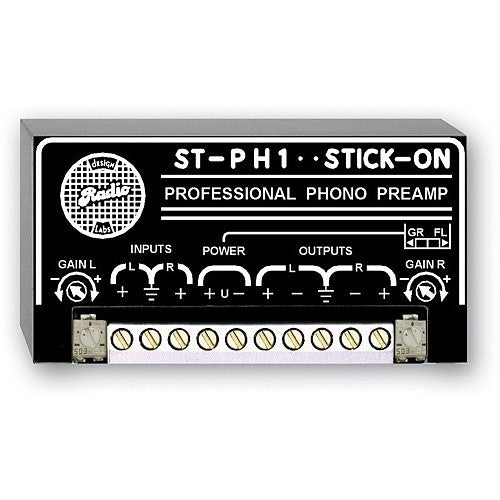 RDL ST-PH1 STICK-ON Series Stereophonic Phono Preamplifier, 47 kOhms Unbalanced Inputs