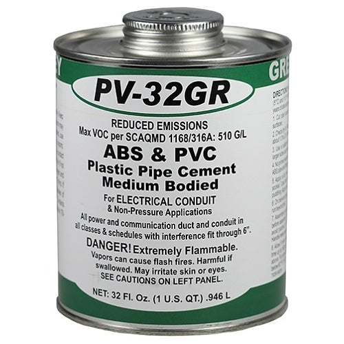 Dottie PV32GR Sealant, Gray Abs and PVC Cement Quart