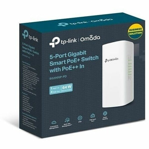 TP-Link SG2005P-PD Omada Access 5-Port Gigabit Smart Switch with 1-Port PoE++ Inputs and 4-Port PoE+ Outputs