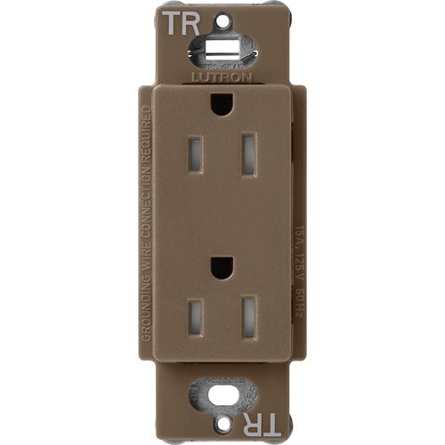 Lutron SCRS-15-TR-EP Claro 15A Tamper-Resistant Duplex Receptacle, Decorator-Style Outlet, Satin Finish, Espresso