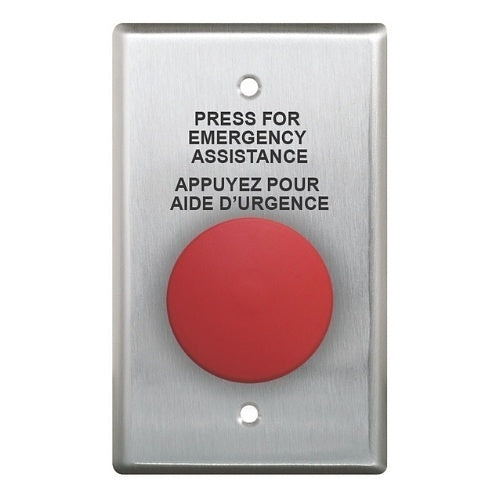 Camden CM-450R/12FE Button Single Gang, Push / Pull, NO and NC, Stainless Steel, Red