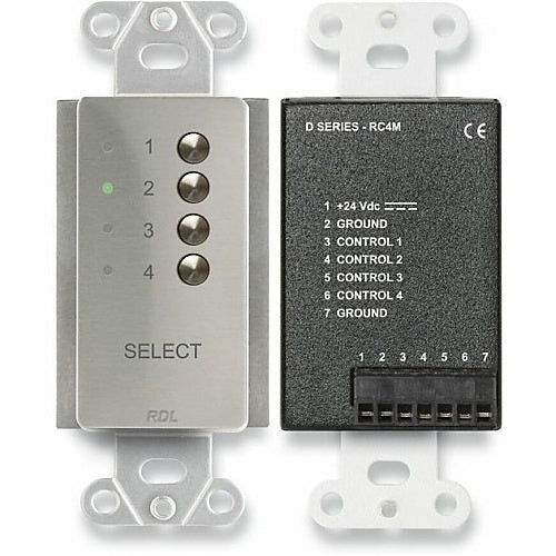 RDL DS-RC4M Series 4-Channel Remote Control, Stainless Steel