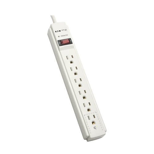 Tripp Lite TLP606 Protect It! 6-Outlet Surge Protector, 6\' Cord, 790 Joules, Diagnostic LED, Light Gray Housing