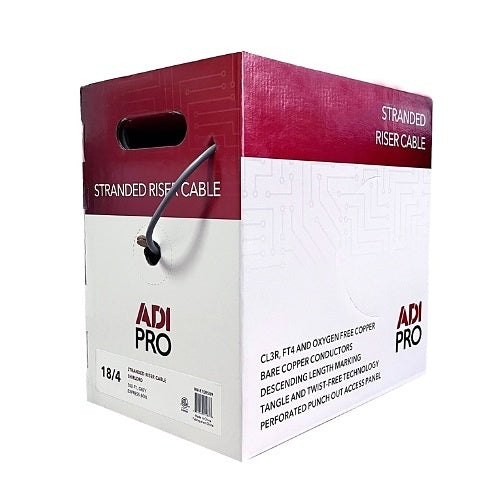 ADI PRO RN-87SR509 18/4 Stranded Riser Shielded Cable, CL3P, 500\' Express Box, Grey