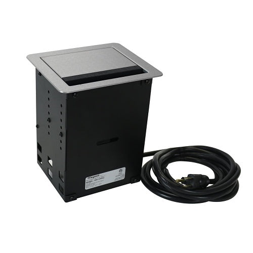 Wiremold TB672AUAL InteGreat A/V Table Box with 12\' Cord, 2 USB-A Charging Ports, 4 Receptacles, Aluminum