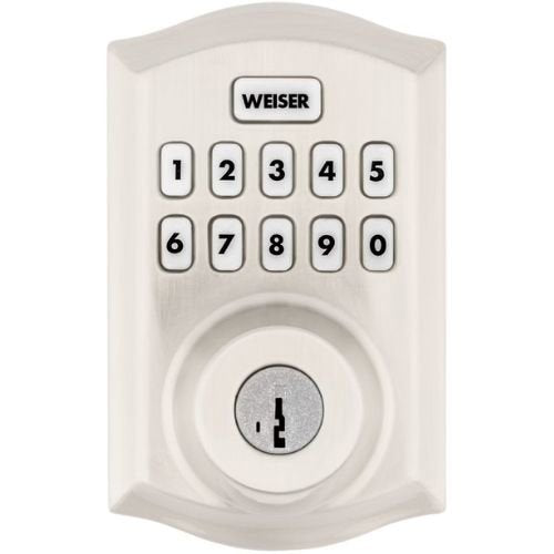 Weiser 9GED18005-001 Z-Wave 700 LR Push Button Traditional Deadbolt Smart Lock, Satin Nickel