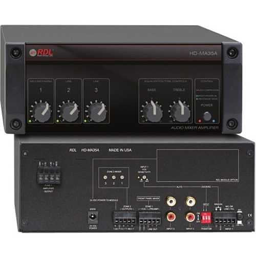 RDL HD-MA35A 35 Watt Mixer Amplifier with Power Supply