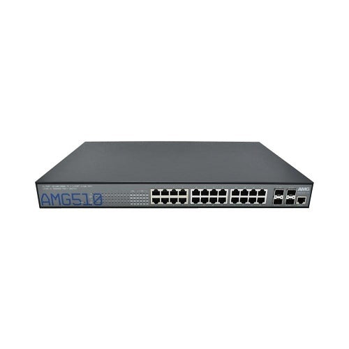 AMG Systems AMG510-8GBT-16GAT-4XS-P460 Commercial 28-Port Managed Switch, 8x10/100/1000Base-T(x) RJ45 Ports, 16x10/100/1000Base-T(x) RJ45 Ports, 4x100M/1/2.5/10G Base-FX SFP+ Ports, 1U, 19\\"