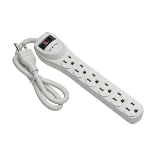 Tripp Lite TLP602 Protect It! 6-Outlet Home Computer Surge Protector, 2\' (0.61 m) Cord, 180 Joules
