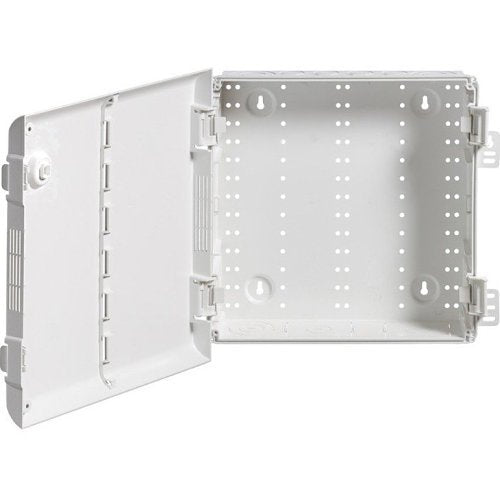 Leviton 49605-14P 14\\" Wireless Structured Media Enclosure with Vented Hinged Door, Plastic, White Image of LV-4960514P