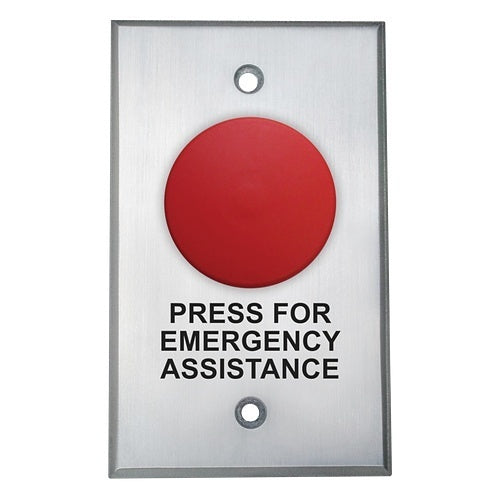 Camden CM-4050R/12 Red Mushroom Push Button, Aluminum, 12\', Silver