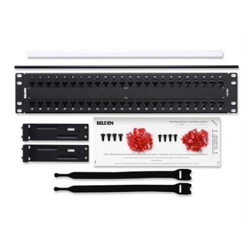 Belden AX103255 Cat 6 KeyConect Patch Panel, 48-Port, 2U, Black Image of 7B-AX103255