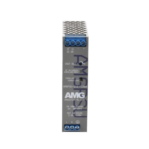 AMG Systems AMGPSU-I48-P120A-K Industrial Power Supply with DIN-Rail Mounting, 52VDC, 120W, Fault Relay Output