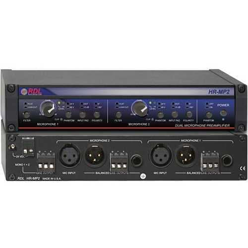 RDL HR-MP2 Half-Rack Series Dual Microphone Preamplifier with Line-Level Outputs
