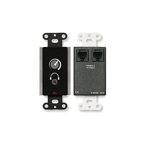 RDL DB-HA1A Format-A Stereo Headphone Amplifier with User Level Control, Mini Jack Output, RJ45 Input, Black Image of RL-DBHA1A