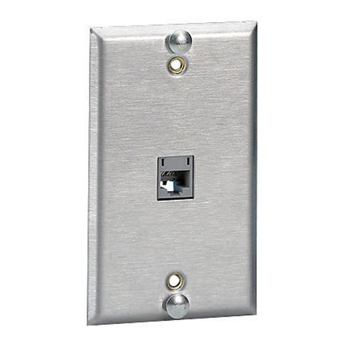 Hubbell SPUF Wall Plate, 1-Port Flush, Stainless Steel
