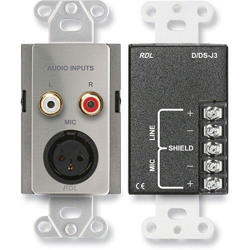 RDL DS-J3 Mic/Line Input Assembly-Xlr,Rca, Stainless Image of RL-DSJ3