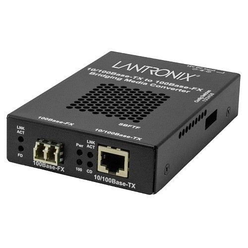 Lantronix SBFTF1039-105-LA 10/100BTX to 100BFX Media Converter, Multi-Mode LC Connector, 2km