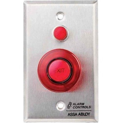 Alarm Controls TS-56R Latching Monitor and Control Station, 1-1/2\\" Alternating Red Push Button, 1/2\\" Red LED, Single Gang, Stainless Steel Image of AC-TS56R
