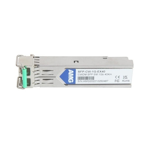 AMG Systems SFP-CW-1G-EX40-37 Industrial High Speed 1000Mb Ethernet SFP Singlemode CWDM, 1Gb, 2-Fiber, 40Km, LC Connectors, 1370nm