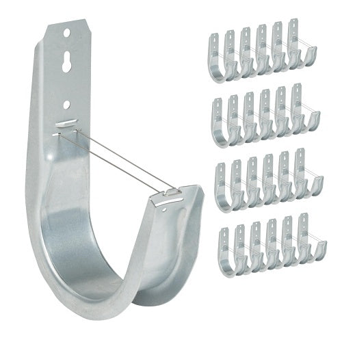 ICC ICCMSJHK55 4\\" Wall Mount J-Hook for Structured Cabling and Cable Management, Cable Support Hooks with Retainer Clips, Galvanized Steel with Zinc, 25-Pack
