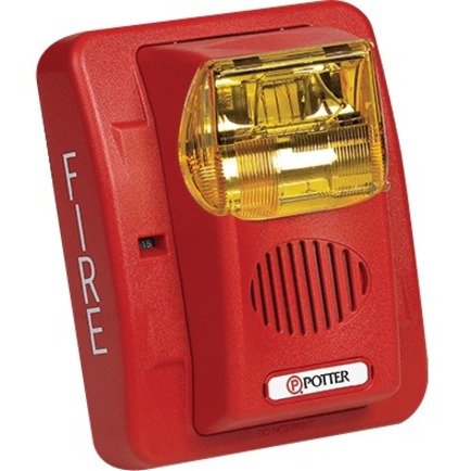 Potter CS-24WRW Indoor Wall Mount Colored Lens Strobe with Red Lens, Off-White Body Image of AS-CS24WRW