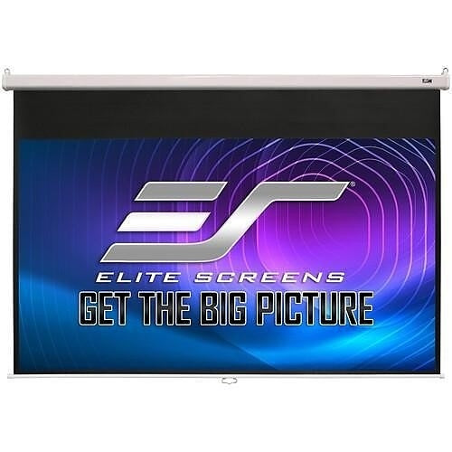 Elite Screens Manual SRM Pro Series MaxWhite 135\\" 16:9 4K Ultra HD Manual Pull-Down Slow Retract Projector Screen, White