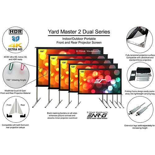 Elite Screens Yard Master Dual Oms150h2-Dual 150\\" Projection Screen