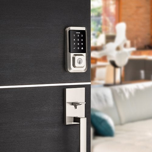 Weiser GED2500 Halo Wi-Fi Touchscreen Smart Lock Electronic, Keyed Entry, Satin Nickel