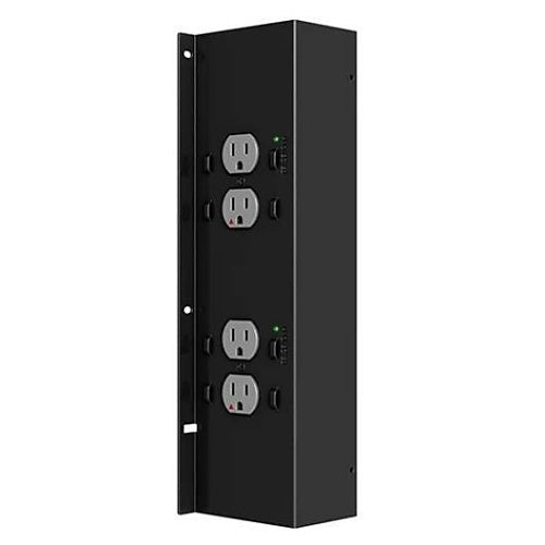 Chief PAC526P4-KIT In-Wall Power Kit, 4-Outlets, Surge Protection, Isolated Ground, Retrofit Ready, Black
