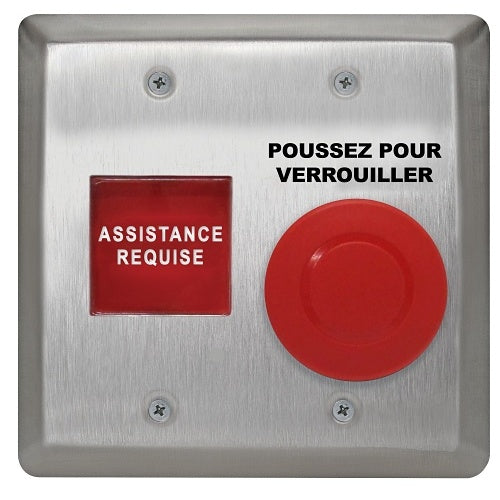 Camden CM-AF540SOF CM-AF500 Series LED Annunciator, Double Gang, Push / Pull Mushroom Push Button, red, \'Assistance Required\'