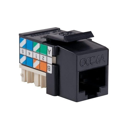 OCC K6A5002 KMJ UTP CAT6A Keystone Jack, Pack of 50, Black