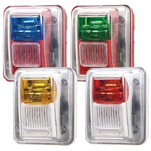 Gentex WGESA24-75PWR WGES Series Colored Lens Outdoor Strobe, Wall Mount, 75 cd, Plain (No Marking), Amber Lens, Red