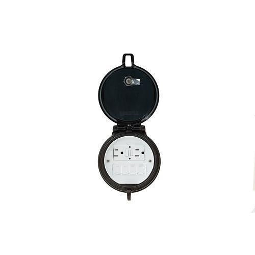 Panduit DAP3BB-S0 3\\" Data Access Port, Includes (1) 15A Simplex Receptacle, Black Cover