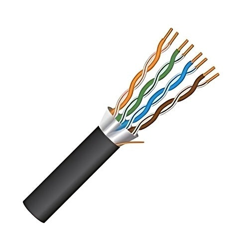 Paige 9X2445E4B1 CAT5e 24AWG 4-Pair Solid Bare Copper Riser Cable, CMR 1000\' Reel, Black