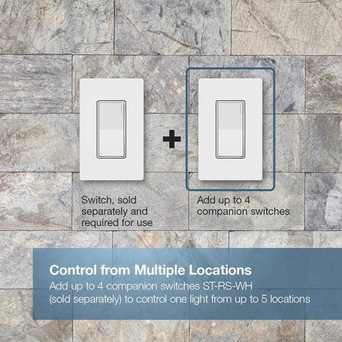 Lutron ST-RS-BW Sunnata Companion Switch, Multi-Location Switching, for Sunnata 6A On / Off Switch, (ST-6ANS), Brilliant White