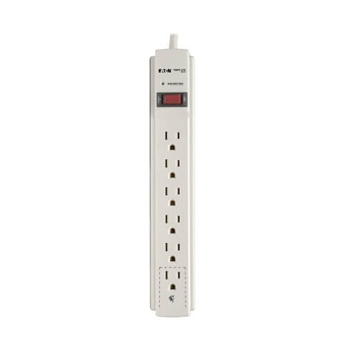 Tripp Lite TLP606 Protect It! 6-Outlet Surge Protector, 6\' Cord, 790 Joules, Diagnostic LED, Light Gray Housing