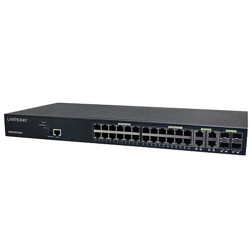 Lantronix SM24TBT4SA 24-Port Managed Gigabit Ethernet PoE++ Switch, (10/100/1000BASE-T)