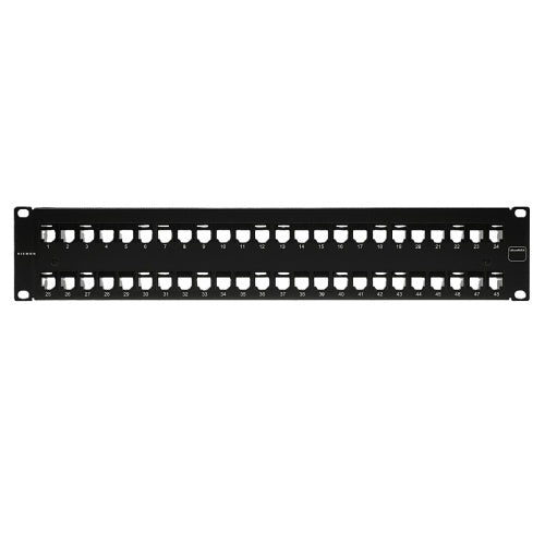Siemon UP6A-F2-48K-RS CPR Panel UMax with Jacks, UTPCat6a, 48 Port, Flat, 2U, Black
