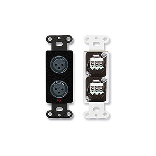 RDL DB-XLR2F Dual XLR 3-Pin Female Jacks on Decora Wall Plate, Black Image of RL-DBXLR2F