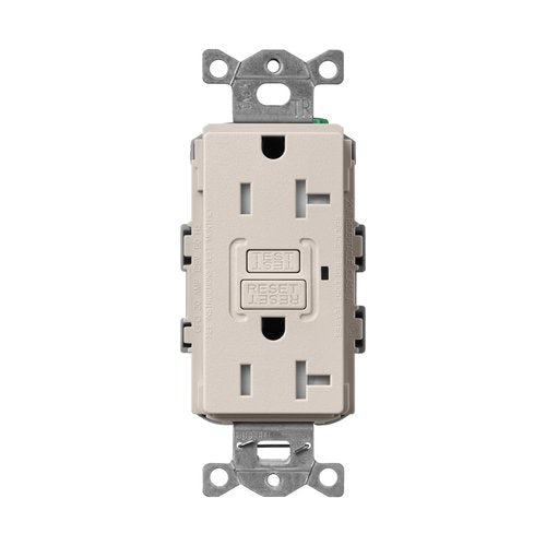 Lutron SCR-20-GFST-TP Claro 20A Tamper-Resistant GFCI Duplex Receptacle, Decorator-Style Outlet, Self-Testing, Satin Finish, Taupe