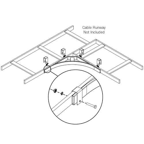 Tripp Lite SRLCRNSPPT Cable Runway Corner Bracket Kit for 12\\" and 18\\" Ladder Runway, Straight, Hardware Included