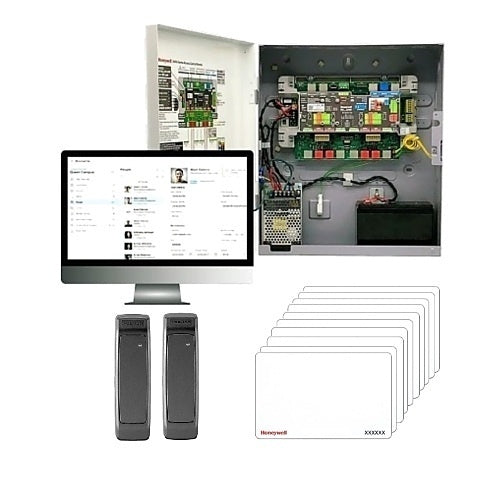 Honeywell NC-MPA2MPKIT MAXPRO Access Control Kit with MPA2 2-Doors, Access Controller and Metal Enclosure, 2x OP30HONS OmniProx Mullion Proximity Card Reader and 10x OmniProx ISO Credential Cards